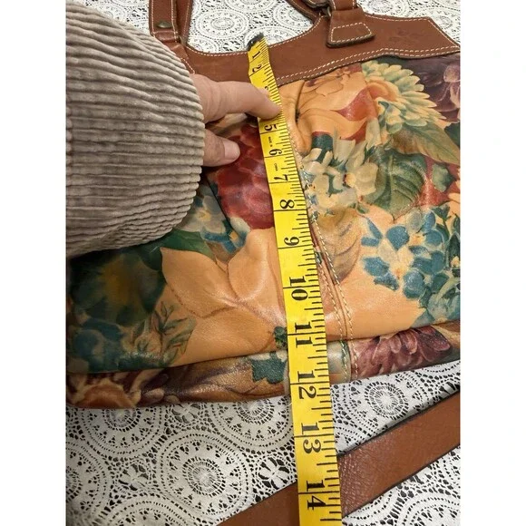 PATRICIA NASH LRG SATCHEL SHOULDER HANDBAG FLORAL PRINT ITALIAN LEATHER DUST BAG - Picture 12 of 15